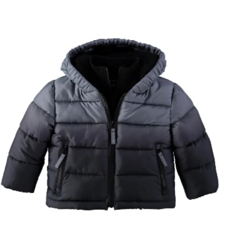 Rothschild 🔥🥰 Baby Boy Contrast Vestee Puffer Jacket Charcoal Ombre Size 12M